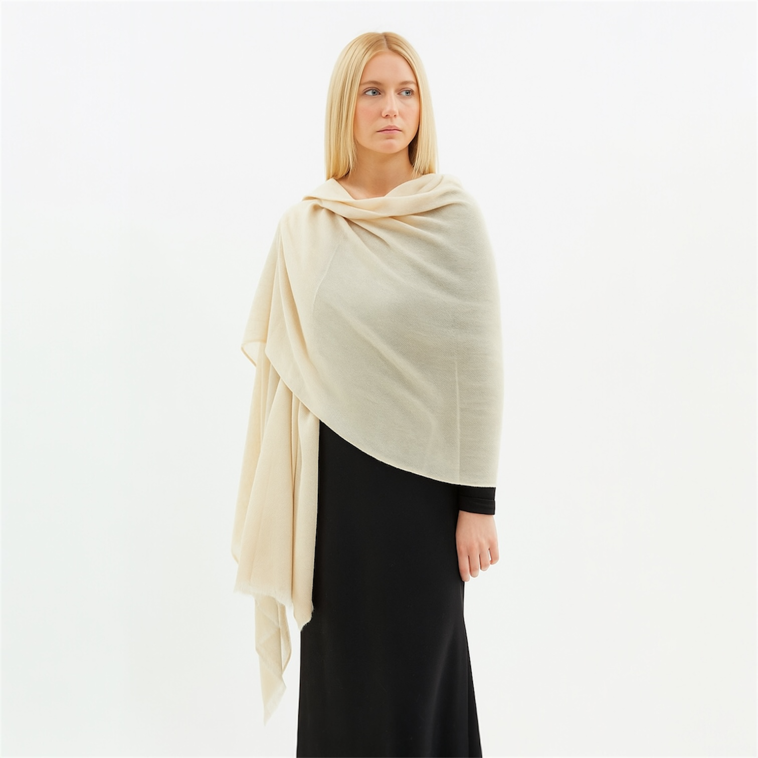 Ivory Cream Julian 100% Ultra fine Pashmina cashmere