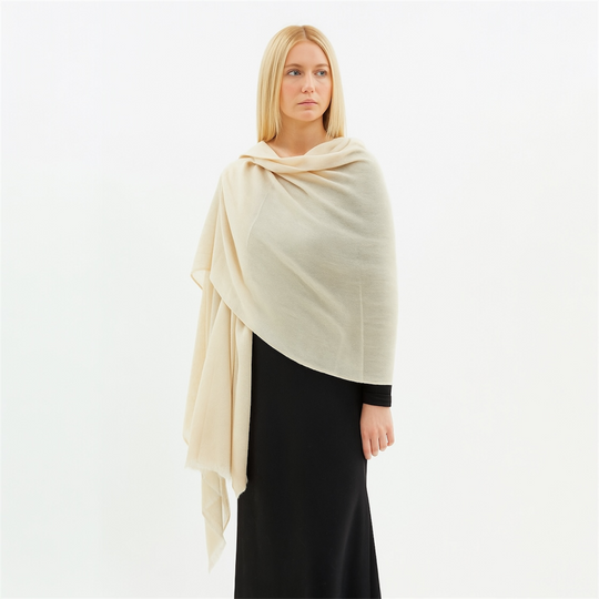 Ivory Cream Julian 100% Ultra fine Pashmina cashmere