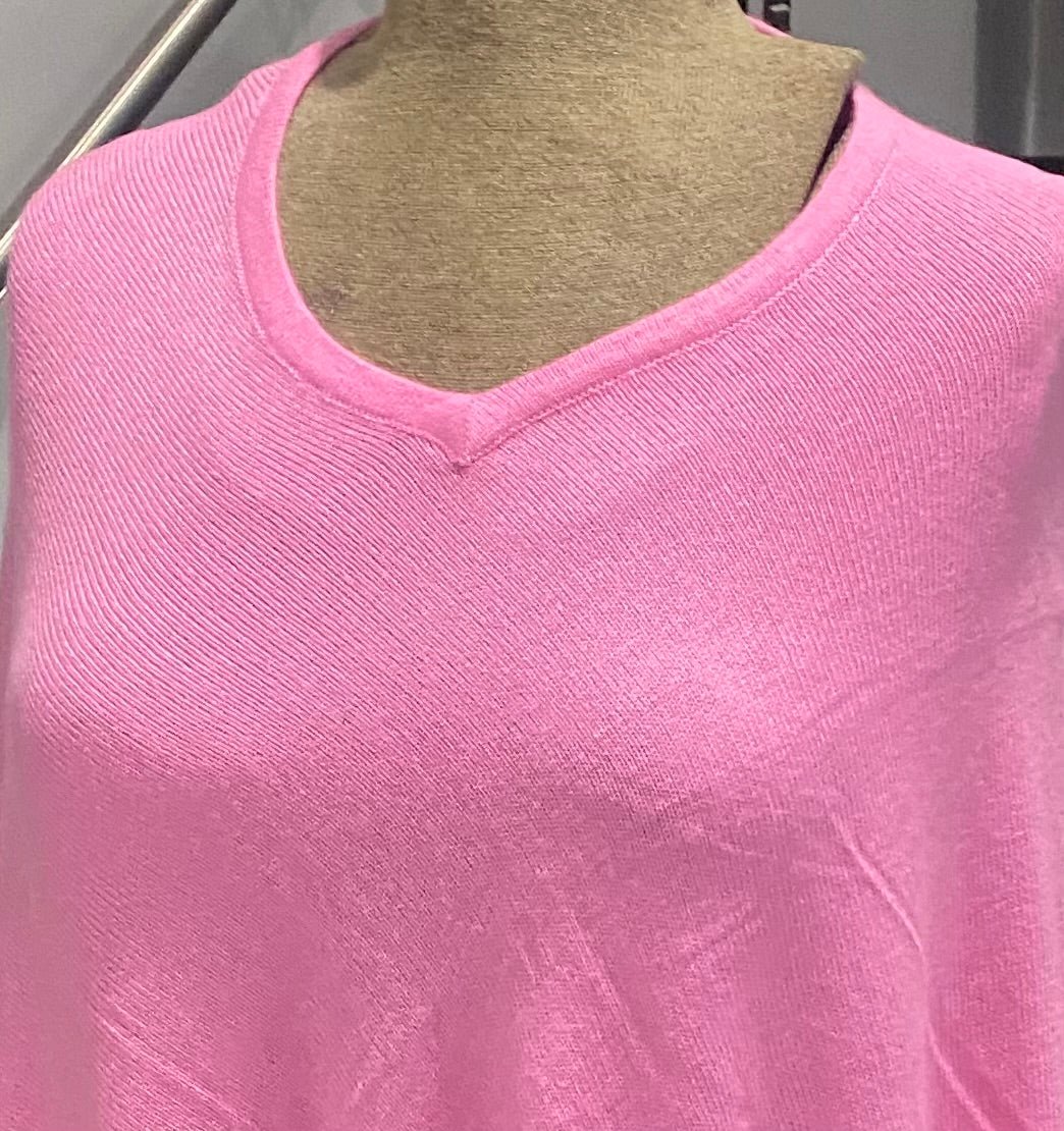 Pink V Neck Julian 100% Cashmere Poncho