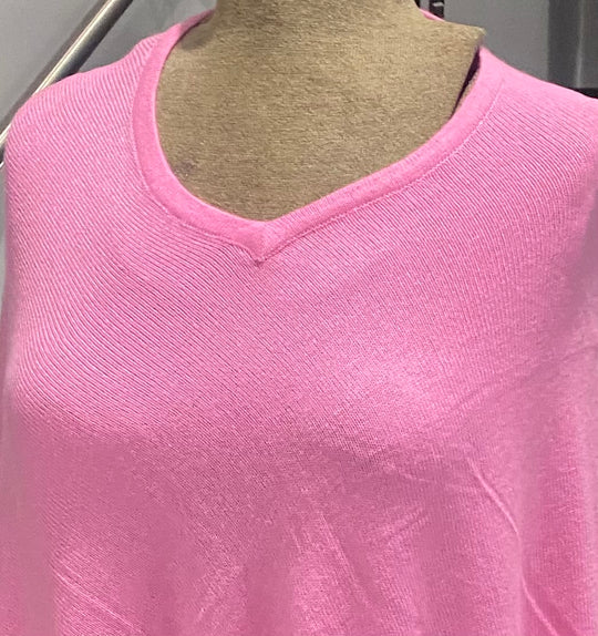 Pink V Neck Julian 100% Cashmere Poncho
