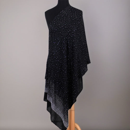 Black Julian Cashmere Pashmina Swarovski Crystals Handwoven Wedding Wrap Shawl