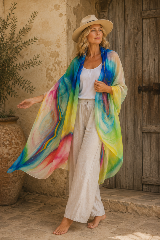 Wearable Art Cashmere Ultra fine Julian Scarf /Wrap-Gradient