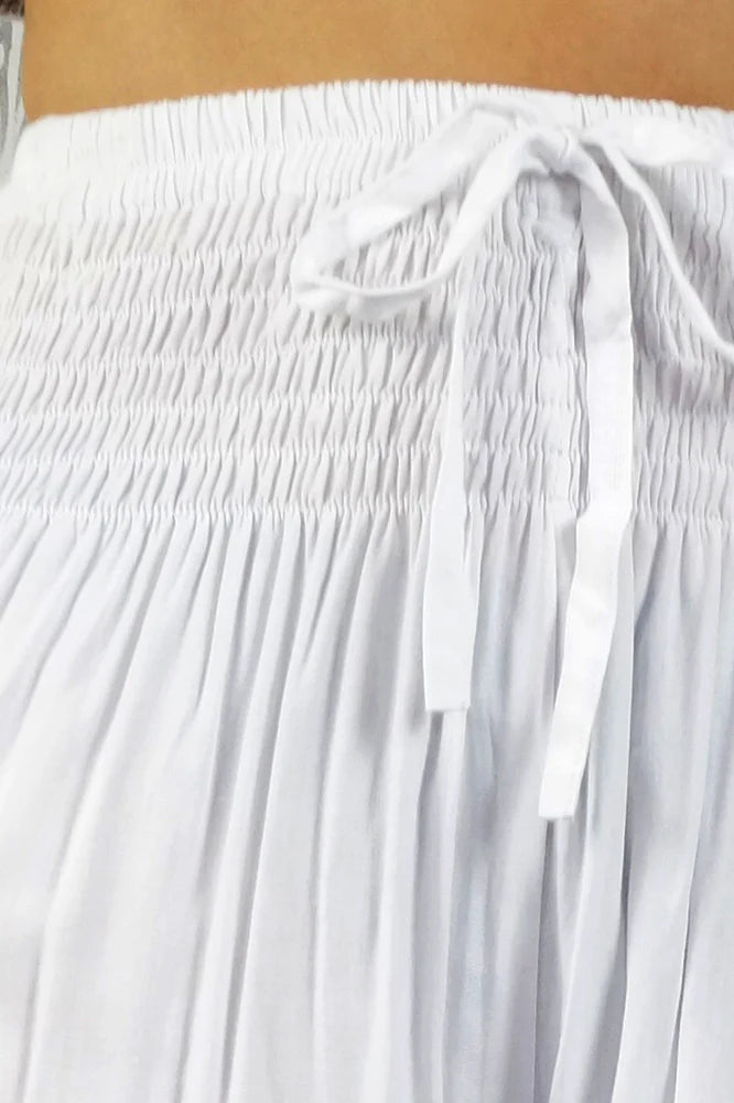 White Loose n Flowy Maya Rayon Harem Pants Australia