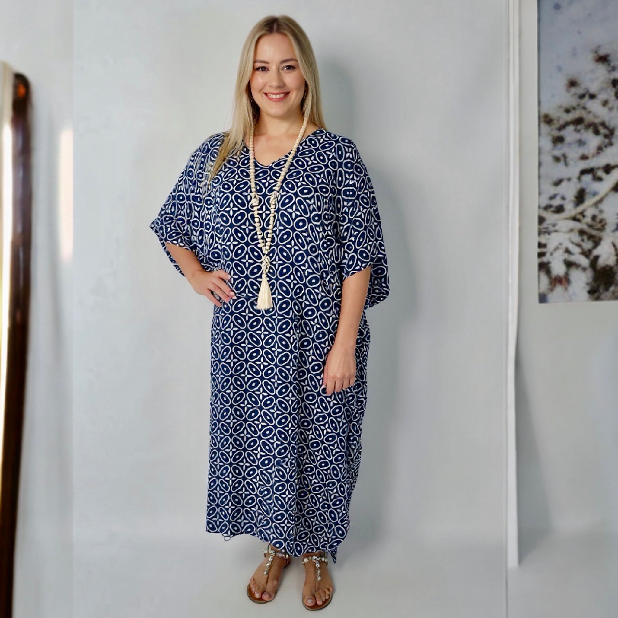 Maya Long Kaftan Navy Links
