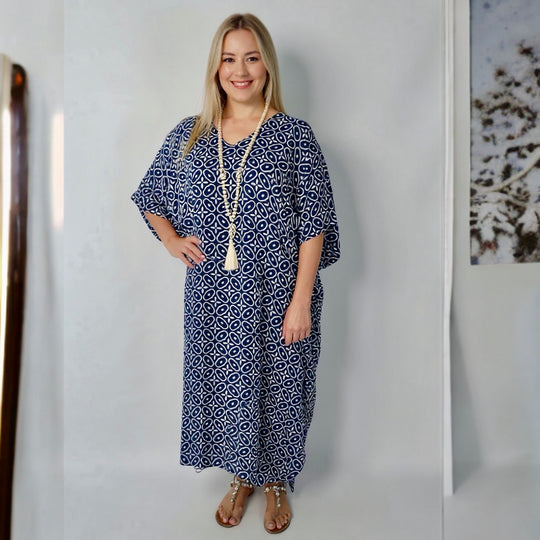 Maya Long Kaftan Navy Links