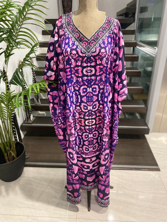 Maya Embellished Purple punch kaftan 14-28