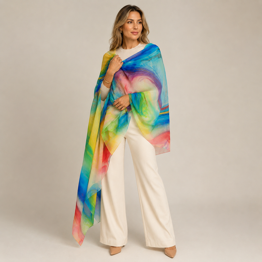 Wearable Art Cashmere Ultra fine Julian Scarf /Wrap-NANI