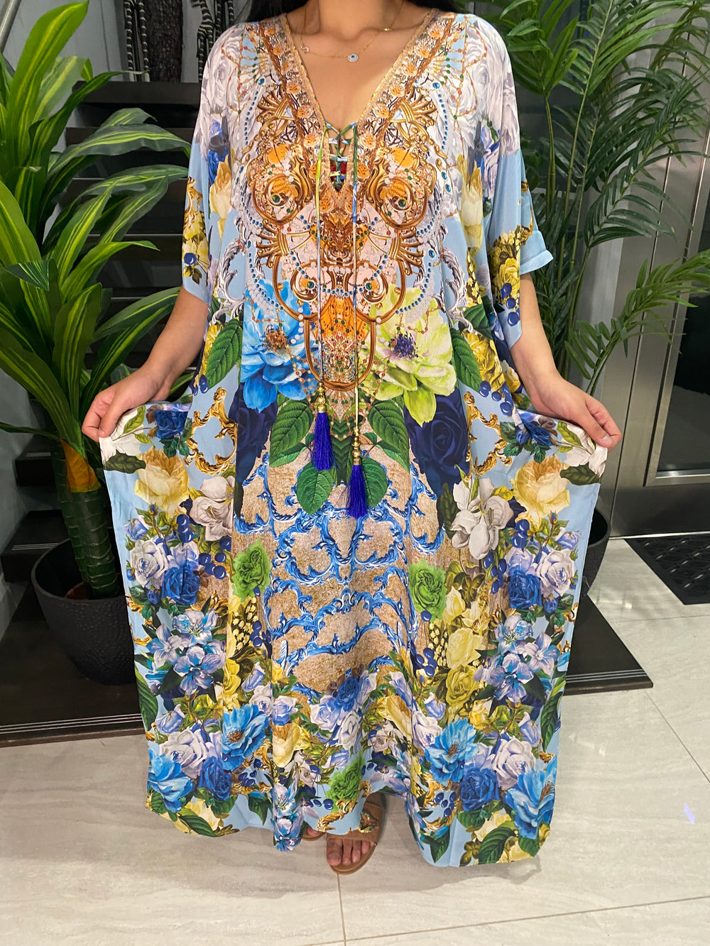 Coco Bella floral kaftan Maxi 12-20