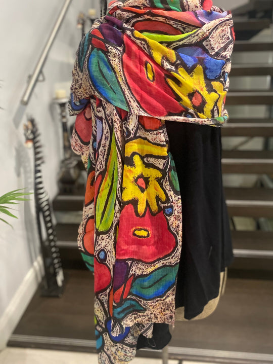 Cashmere Ultra fine Julian Scarf /Wrap-Garden of Love