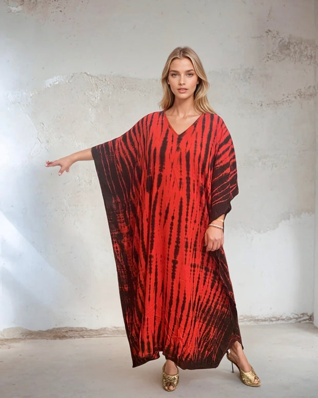 Tropical Resort Cotton Bamboo Kaftan Dress