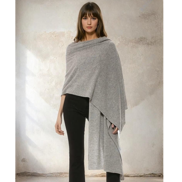 Grey Julian knitted  pure cashmere knitted scarf/ shawl/ wrap