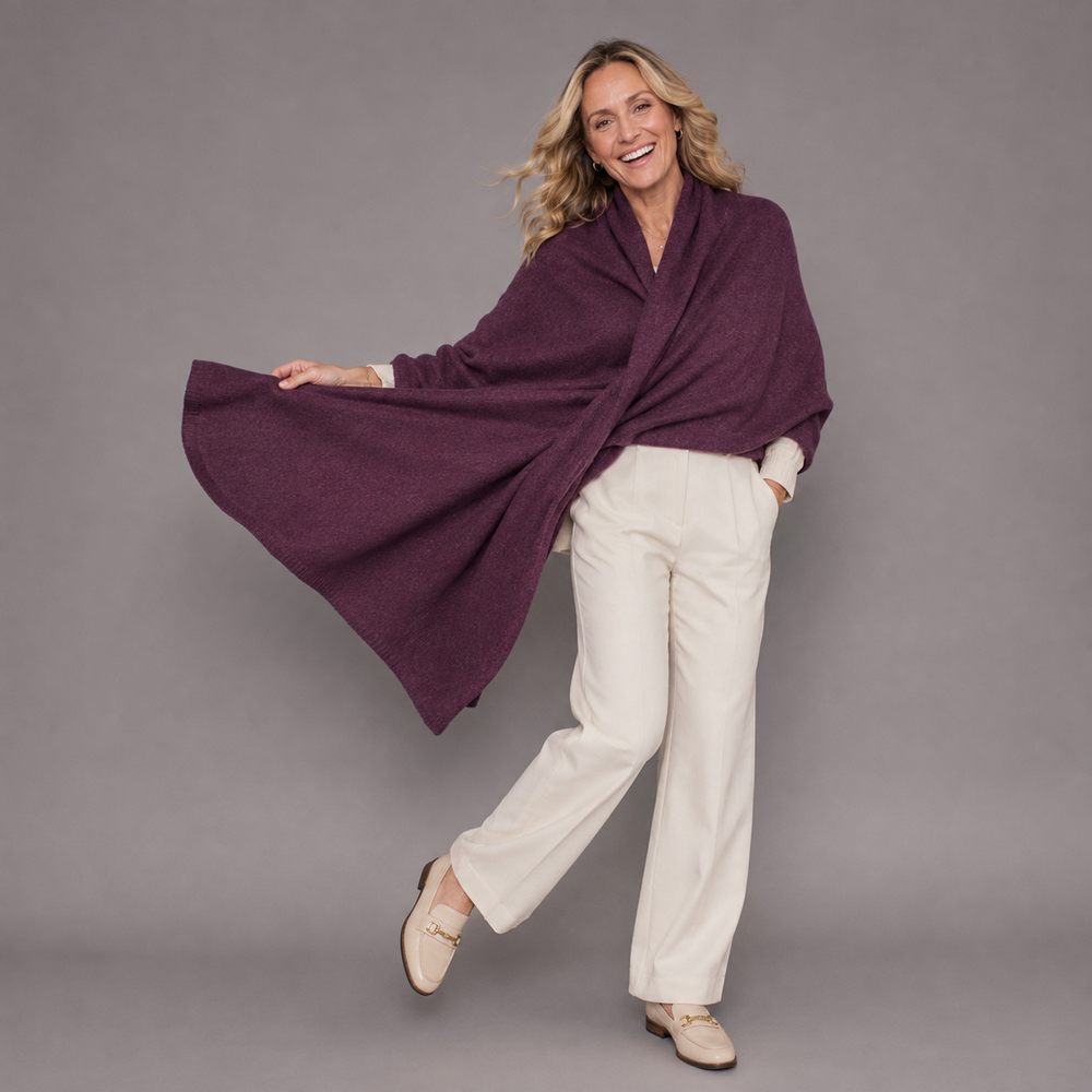 Cashmere Heather Plum Luxe Julian Travel Wrap