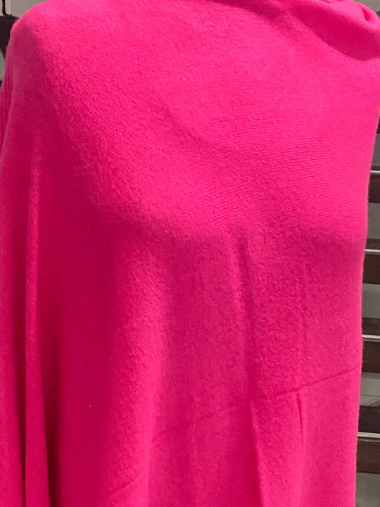 Hot Pink 100% Cashmere Oversized Julian Poncho
