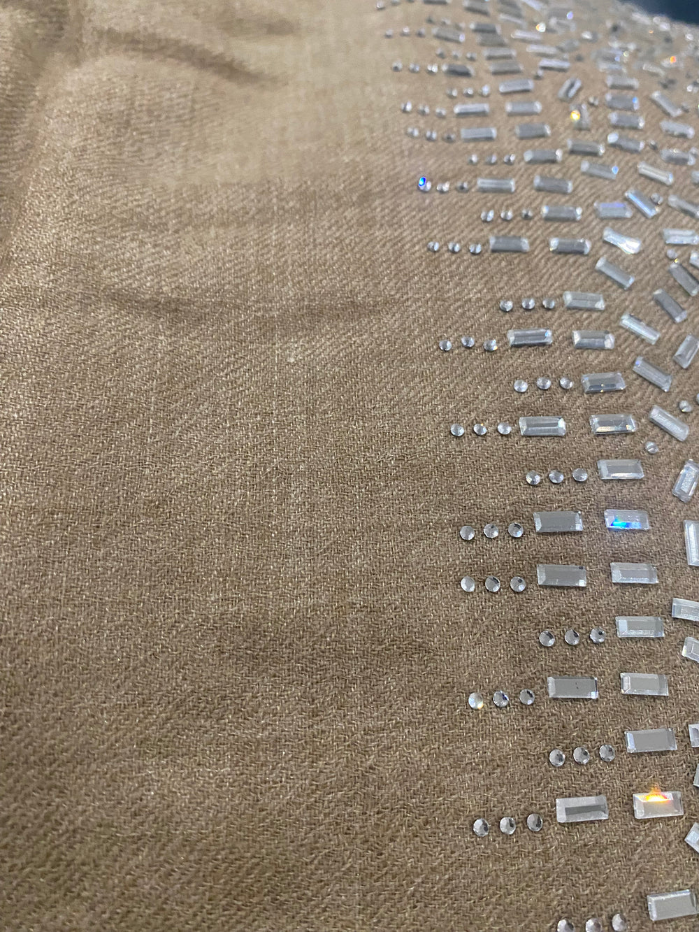 Julian Pure Cashmere Silver Beaded Crystals Handwoven Wedding Wrap Scarf