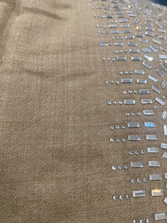 Julian Pure Cashmere Silver Beaded Crystals Handwoven Wedding Wrap Scarf