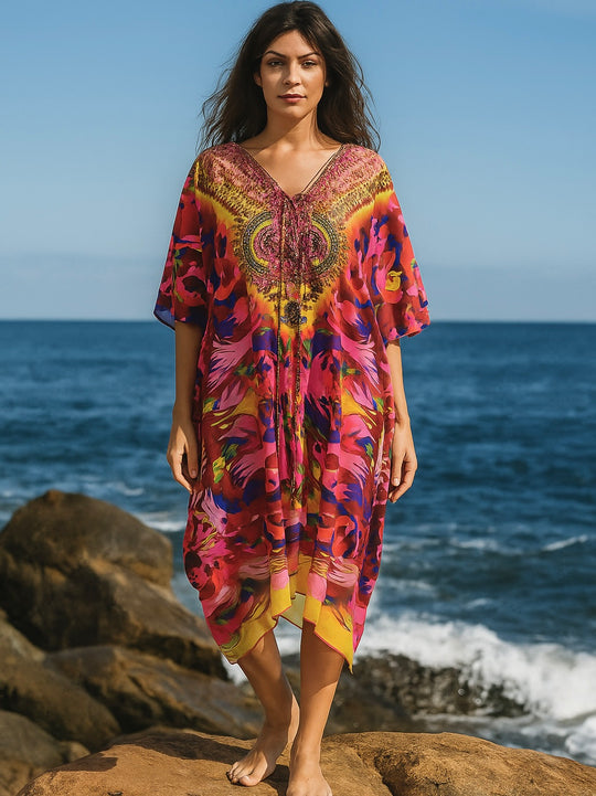 Kyra Embellished Tunic Top Blouse Kaftan AU 12-26