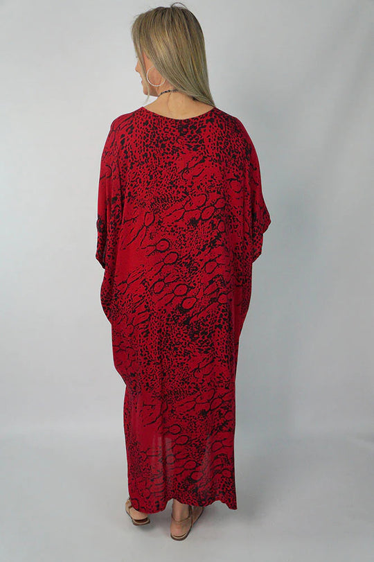 Red Maya Kaftan One Size Fits All AU 12-26