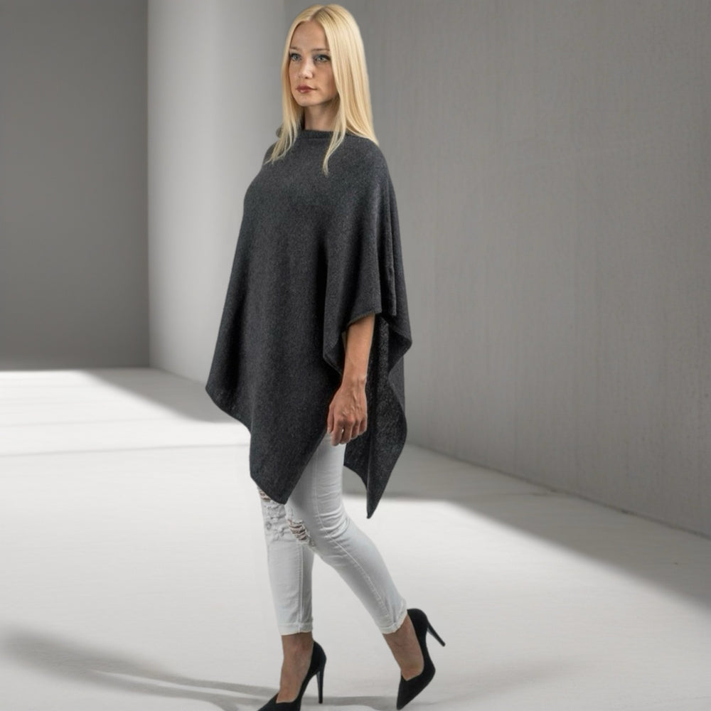 Charcol Grey Julian 100% Cashmere Poncho