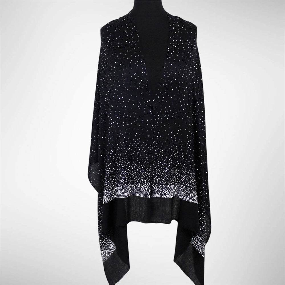 Black Julian Cashmere Pashmina Swarovski Crystals Handwoven Wedding Wrap Shawl