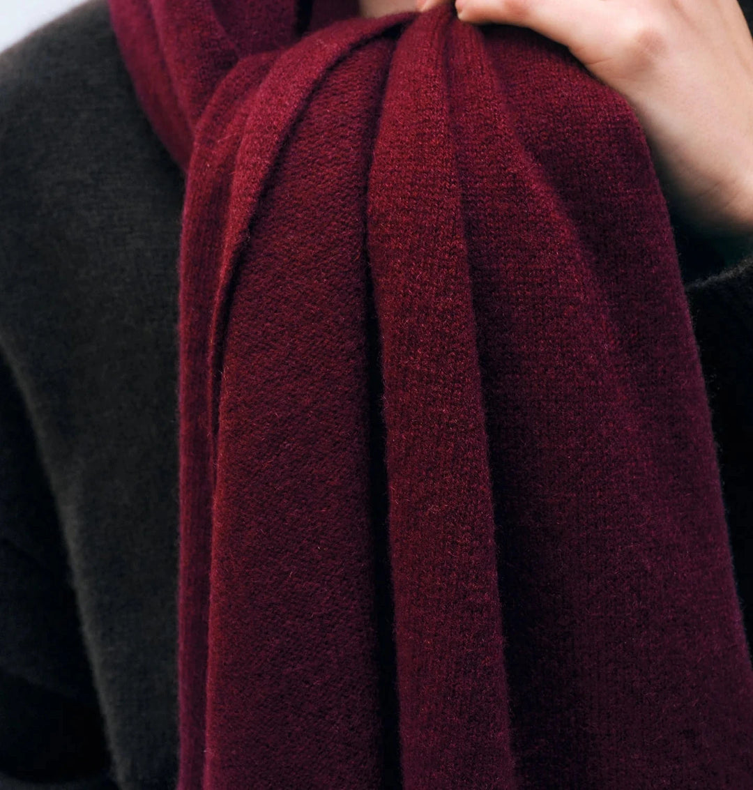 Burgundy 100% Cashmere 2 ply Julian Wrap/ Scarf-Extra Large