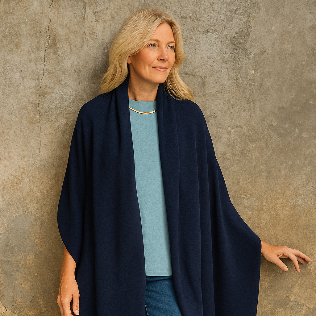 Deep Navy 100% Cashmere 2 ply Julian Wrap/ Scarf-Extra Large