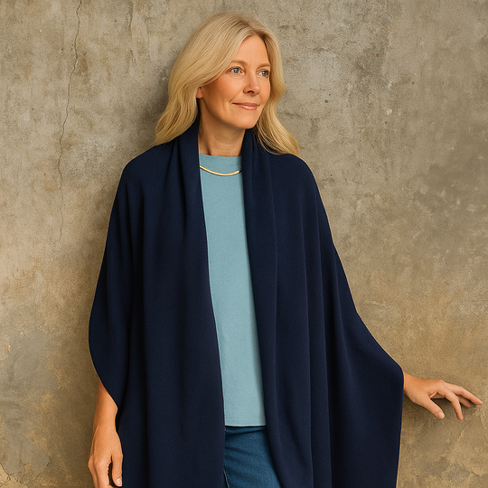 Deep Navy 100% Cashmere 2 ply Julian Wrap/ Scarf-Extra Large