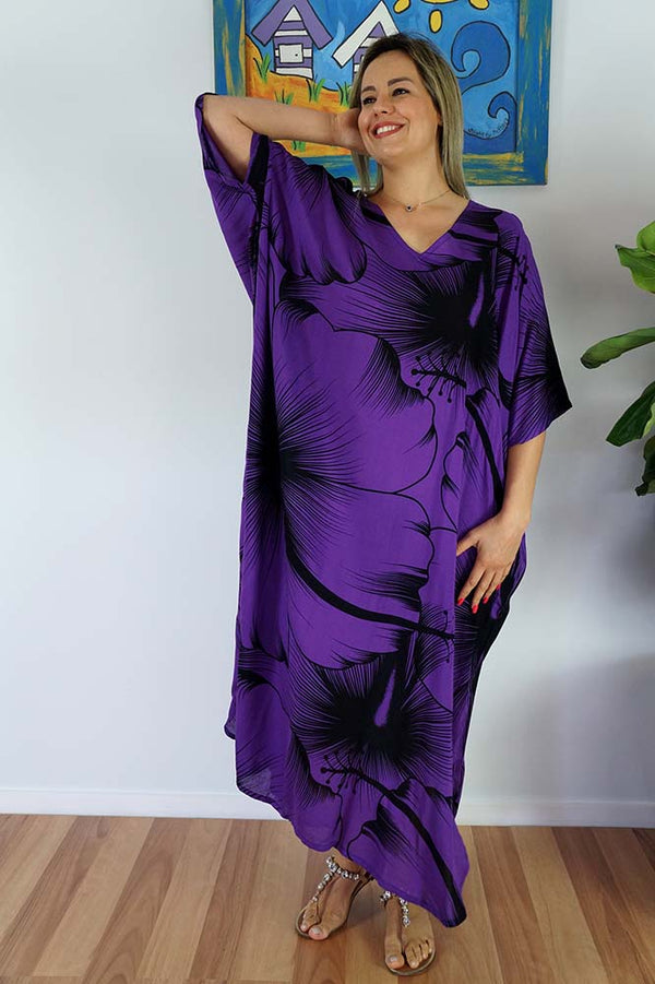 Animal Print Rayon Maya Kaftan Dress One Size Fits All 16 to 26