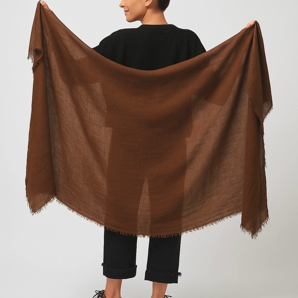 Cappuccino Julian handwoven pure cashmere oversized wrap