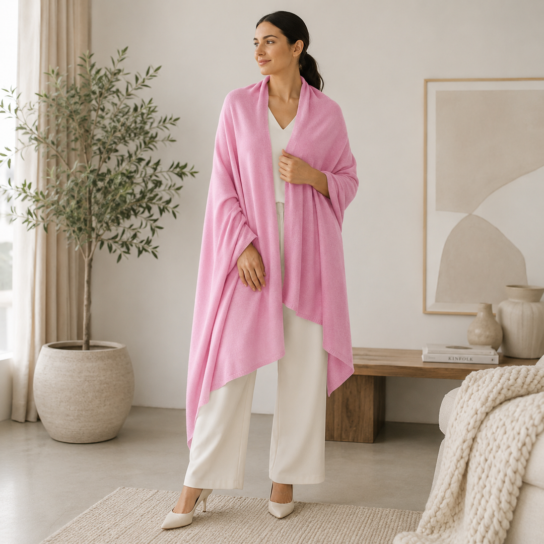 100% Cashmere 2 ply Knitted Julian Oversized Wrap -Unisex -30 Colours available