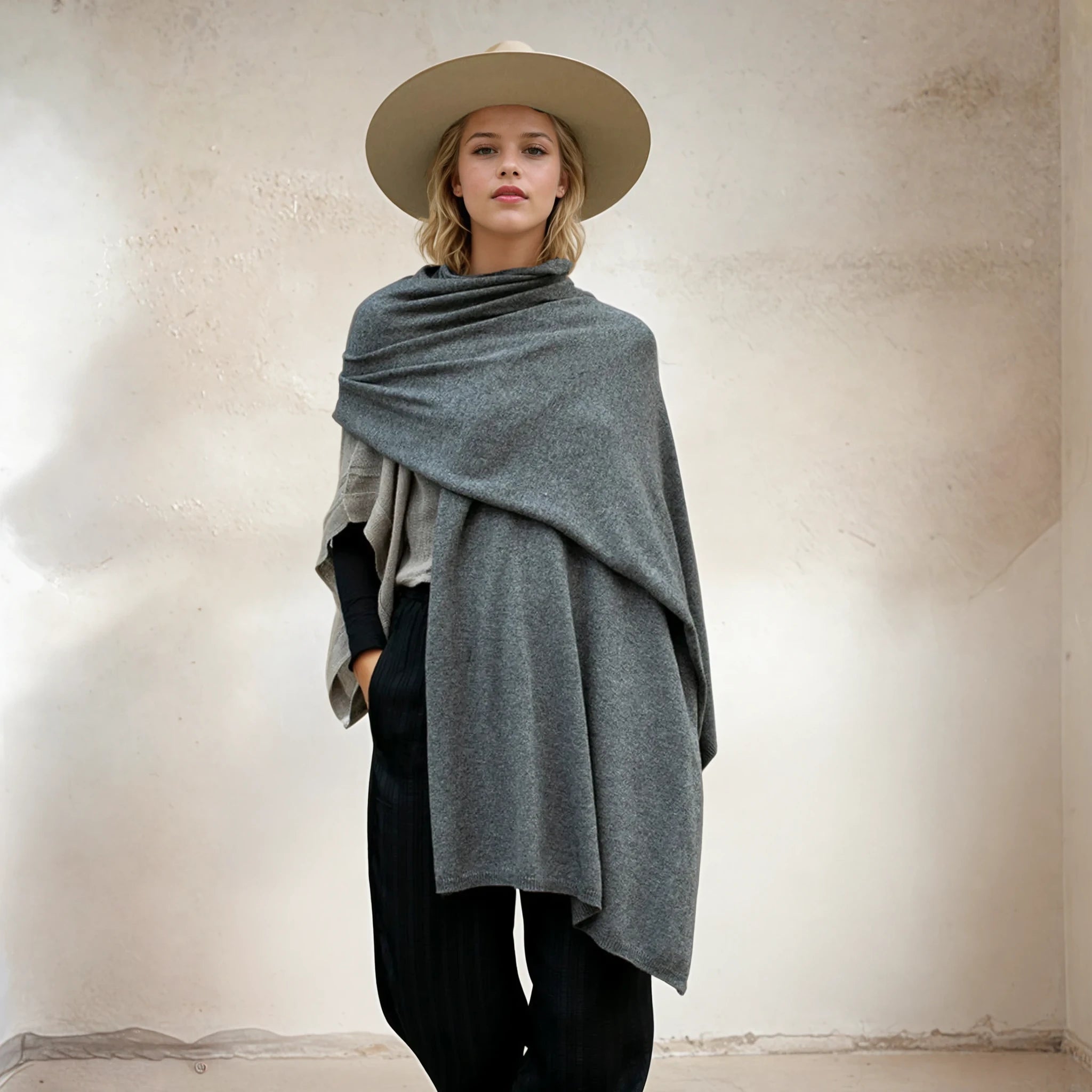 Julian knitted Pure Cashmere Maya scarf/ shawl/ Travel wrap-Colours available-Extra Large