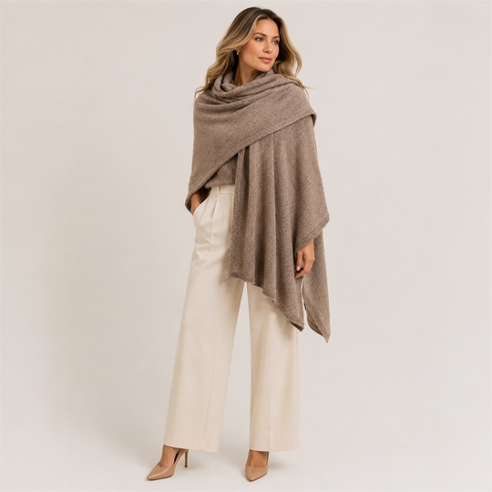 Julian Cashmere Extra large Travel Wrap/Shawl-Taupe Melange