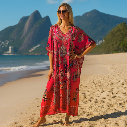Maya Bohemian Kaftan Hues of Fuchsia - Sizes Available AU 14-30