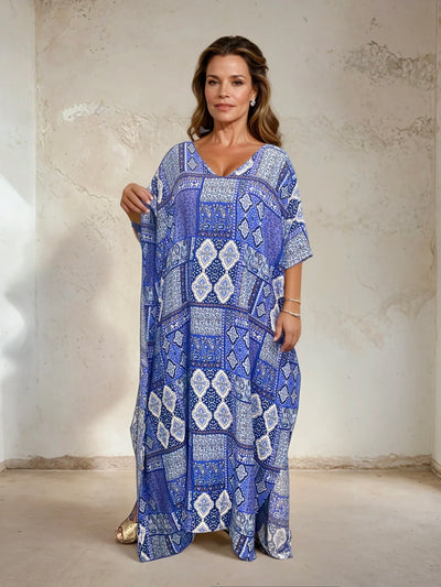 Tropical Resort Cotton Bamboo Maxi Dress