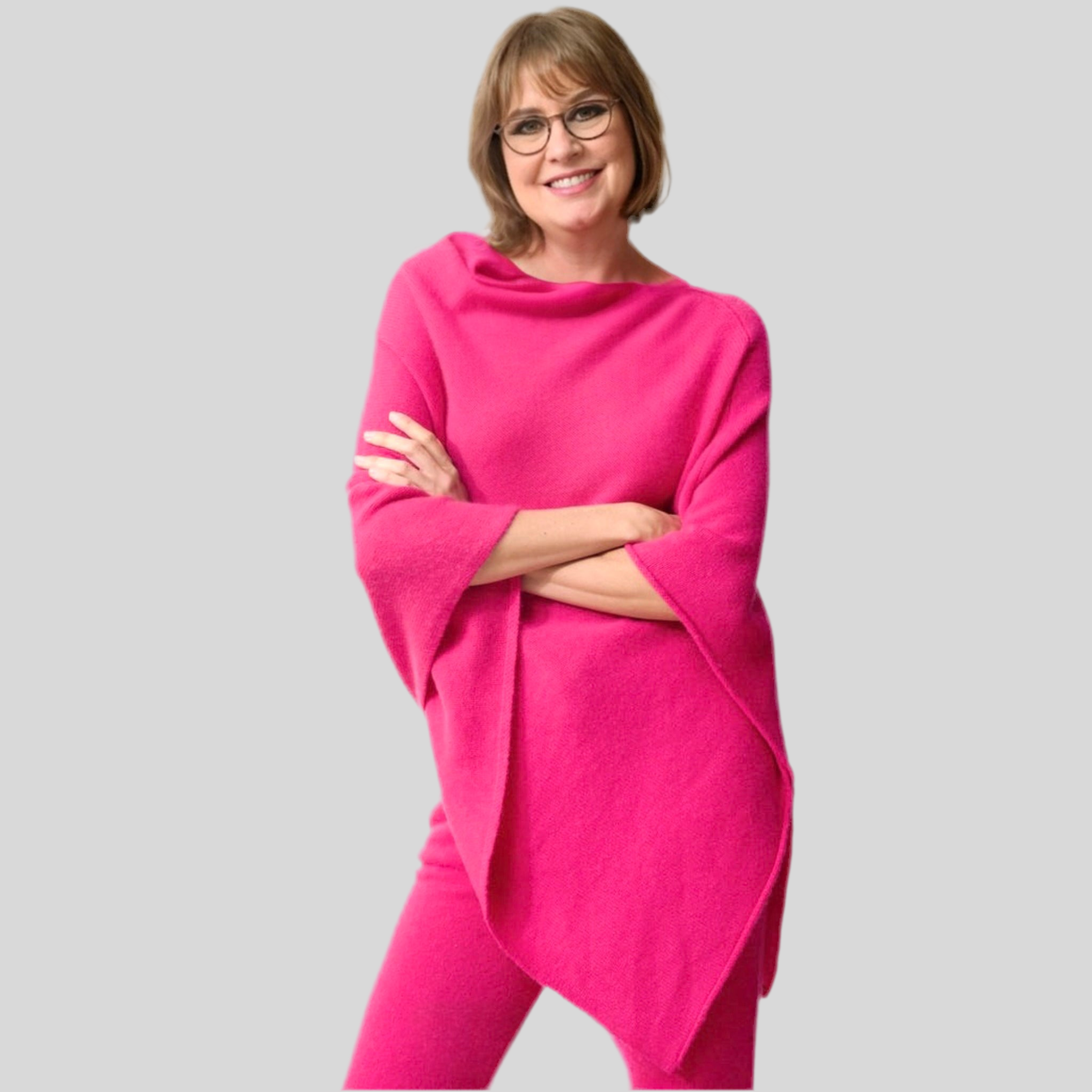 Hot Pink 100% Cashmere Oversized Julian Poncho