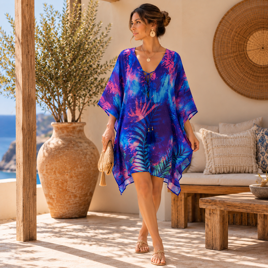 Tropical Silk Maya Top Tunic Kaftan OFSA 14-26