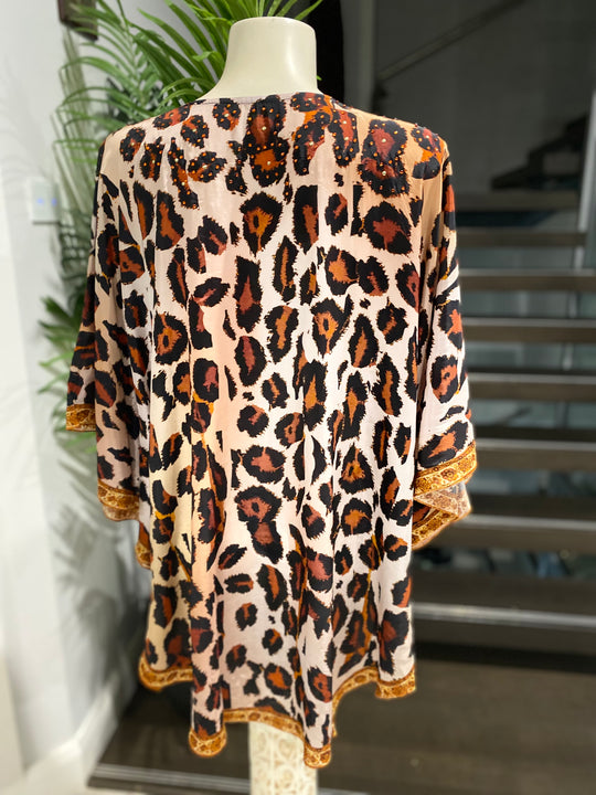 Kyra 100% Viscose Silk Embellished Tunic Top-AU 10-20