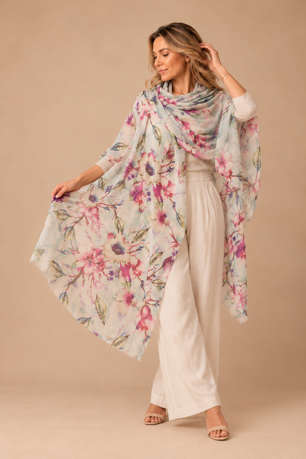 Cashmere Printed Wearable art Julian Ultralight Scarf-More Designs Available