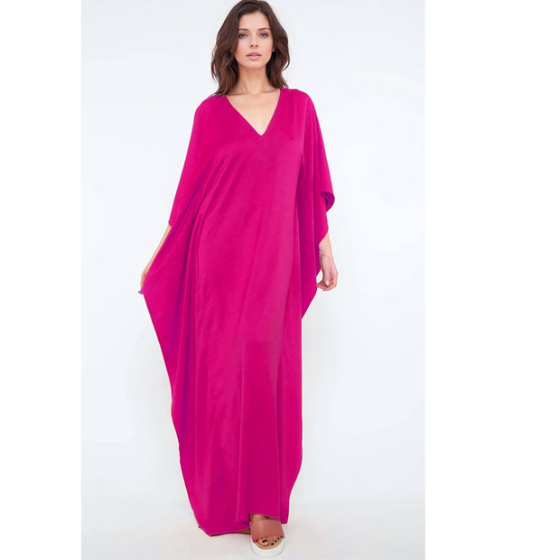 MAYA Fuchia Long Cotton Rayon Kaftan Dress Sizes available AU 12-28