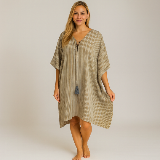Maya Stripes Short Kaftan Top Tunic Sizes Available AU 14-30