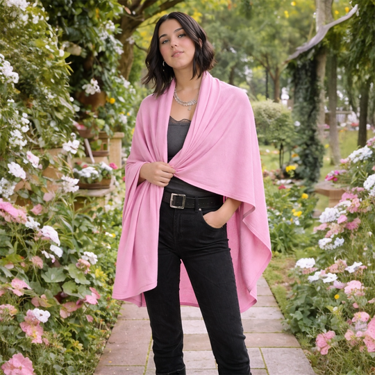 Pink Hot Julian 100% Cashmere 2 Ply Extra large Travel Wrap