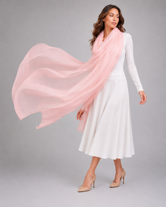 Blush Pink Julian 100% Ultra fine cashmere oversized scarf/ wrap/ shawl