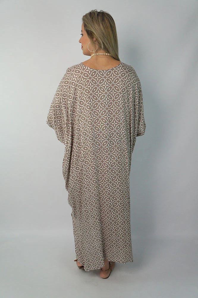 Taupe Links Maya Long Kaftan One Size AU 12-26