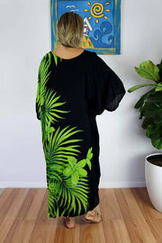 Green Rayon Palm Fondant Maya Kaftan