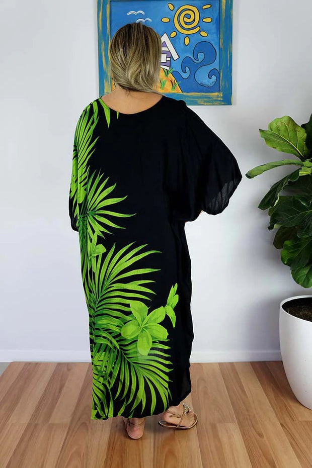 Green Rayon Palm Fondant Maya Kaftan