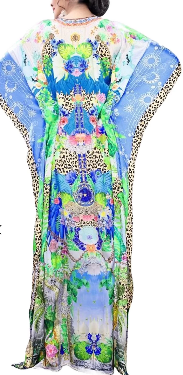 Forest Fern Embellished Maya kaftan AU 12-26