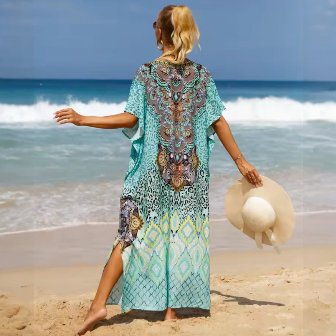 Tropical Resort Cotton Bamboo Kaftan-O/S AU 10-20