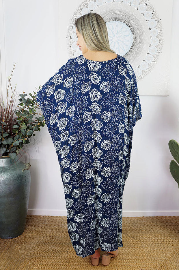 Navy Sunflower Maya Kaftan