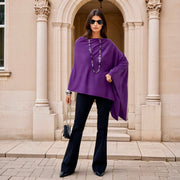 Purple 100% Cashmere Wool Oversized Julian Poncho