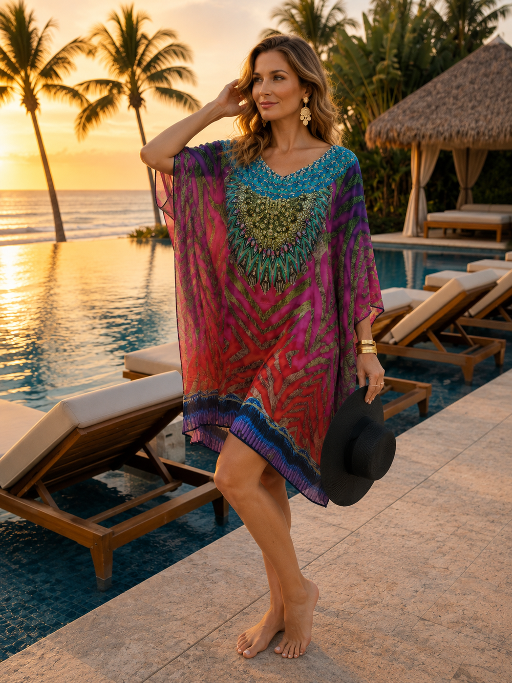Kyra Bling Short Kaftan one size fits AU 12-20