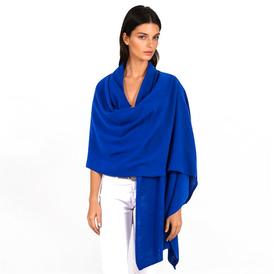 Julian 100% Cashmere Knitted Extra large Travel Wrap/Shawl-Royal Blue